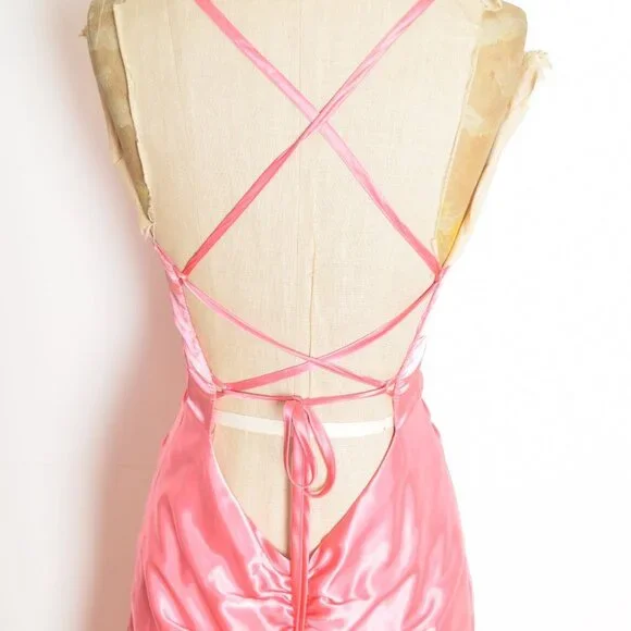 vintage Y2K prom dress Jessica McClintock Gunne Sax pink satin fishtail party S vintage Y2K prom dress Jessica McClintock Gunne Sax pink satin fishtail party S